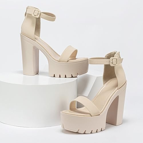 Open Toe Chunky Heels Sandals Buckle Strap